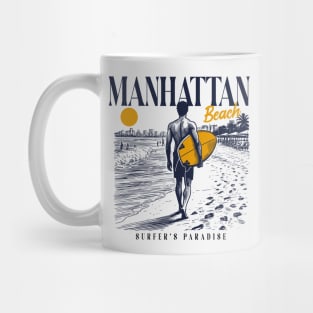 Vintage Surfing Manhattan Beach, California // Retro Surfer Sketch // Surfer's Paradise Mug